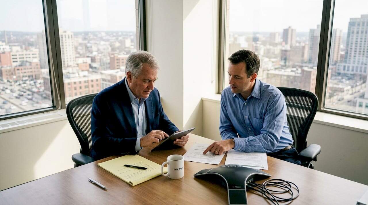 Corporate consultant meeting in bright office